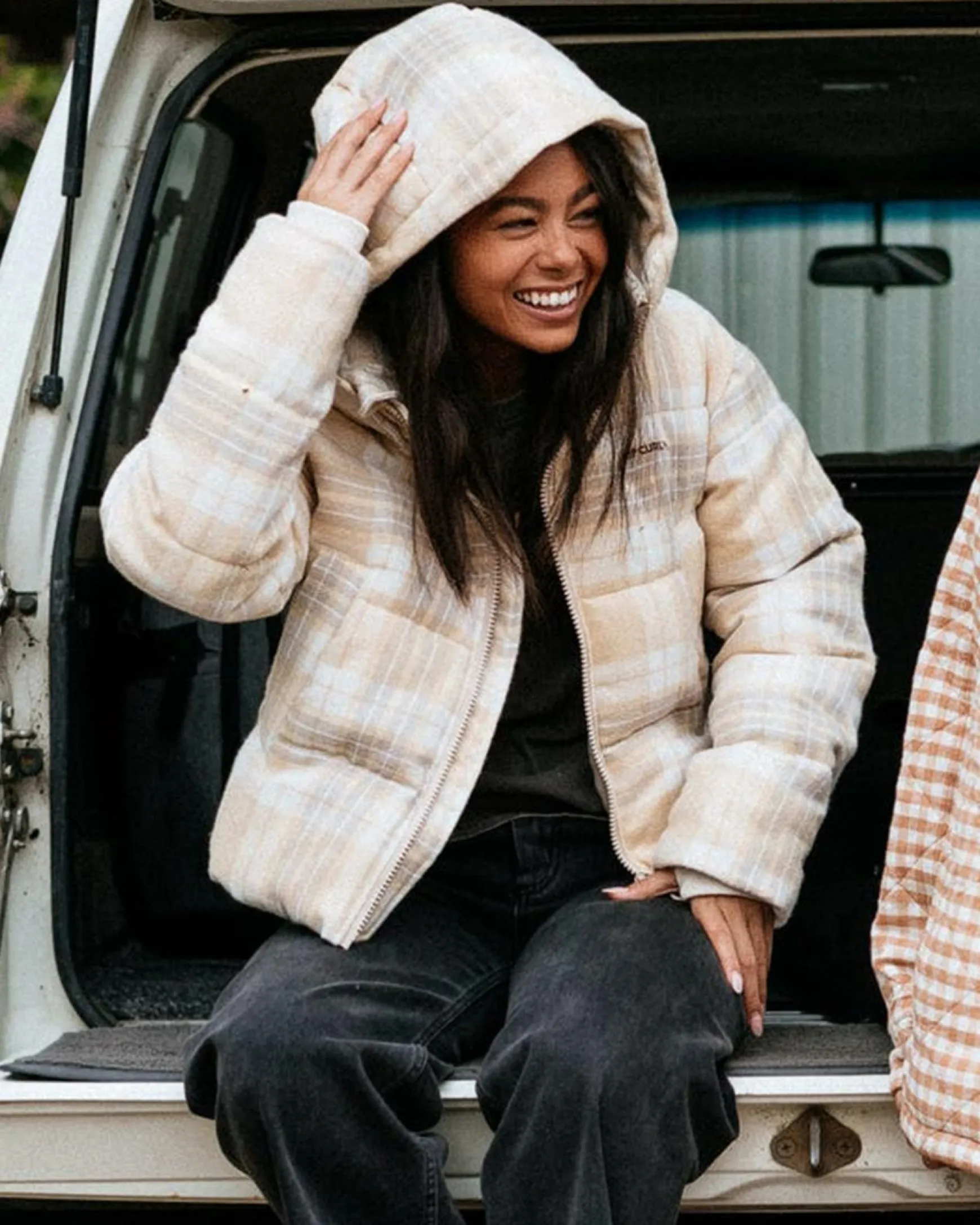 Anti-Series Surf Check Hooded Puffer Jacket