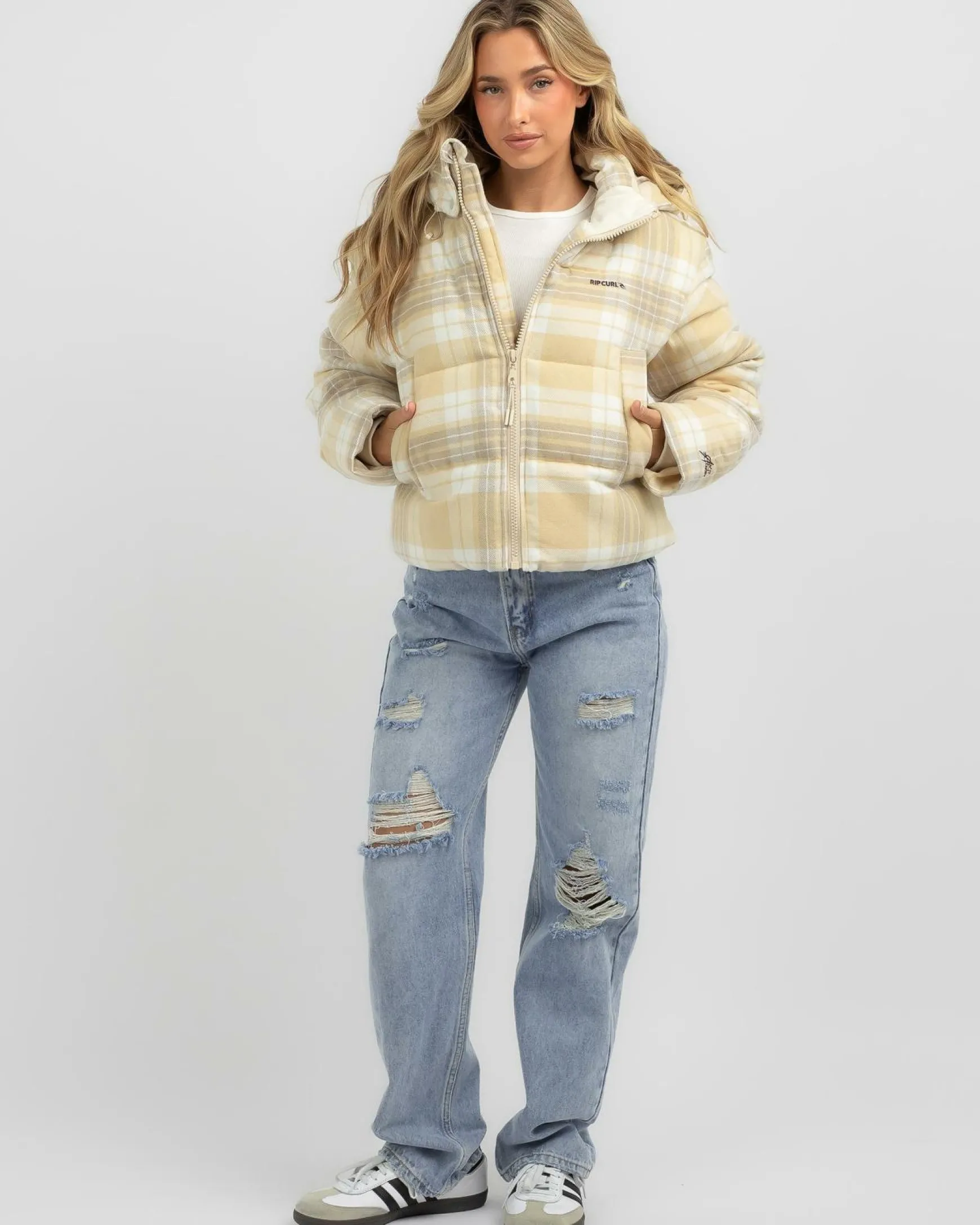 Anti-Series Surf Check Hooded Puffer Jacket