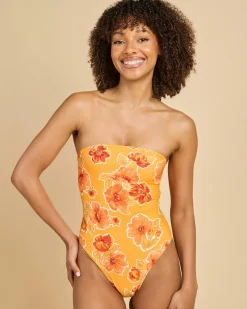 Ayla Floral Strapless One Piece Swimsuit