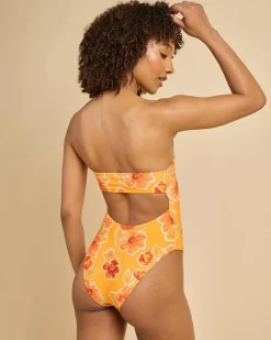 Ayla Floral Strapless One Piece Swimsuit