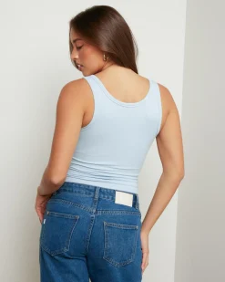 Basic Fine Rib Henley Tank Top