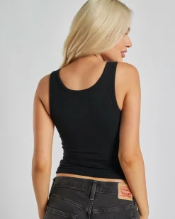 Basic Fine Rib Henley Tank Top