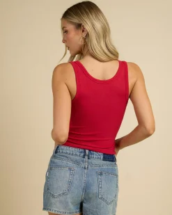 Basic Fine Rib Henley Tank Top