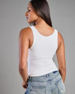 Basic Fine Rib Henley Tank Top