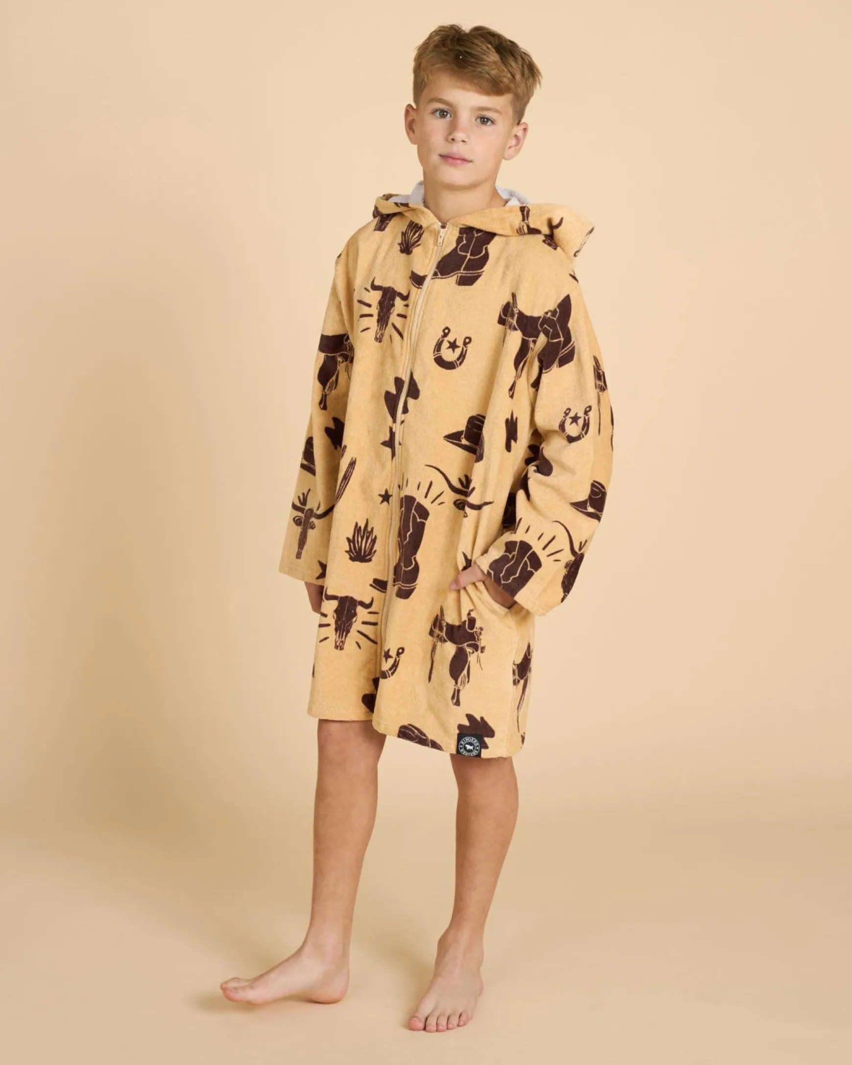 Boys' Boots Scootin Zip Thru Hooded Towel