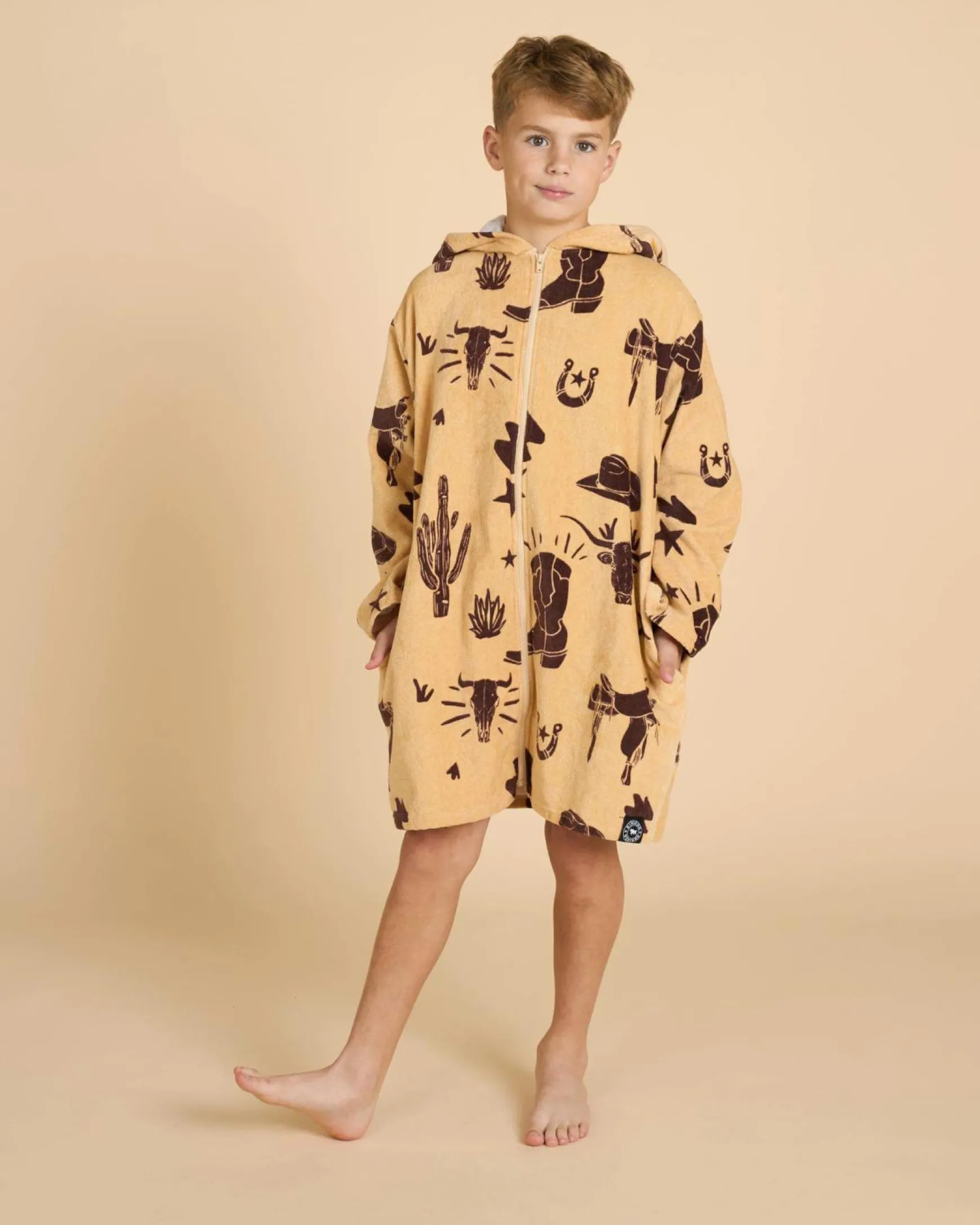 Boys' Boots Scootin Zip Thru Hooded Towel