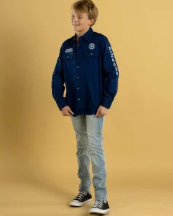 Boys' Jackaroo Full Button Work Long Sleeve Shirt