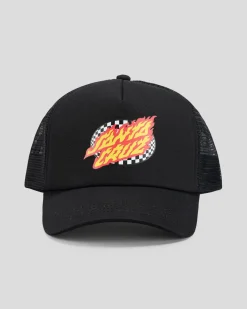 Boys' Oval Check Flame Dot Trucker Cap