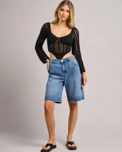 Celine Crochet Corset Long Sleeve Top