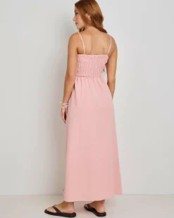 Classic Shirred Midi Dress