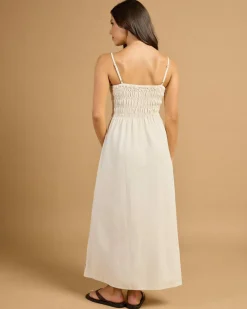 Classic Shirred Midi Dress