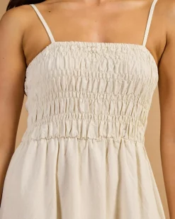 Classic Shirred Midi Dress