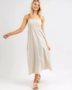 Classic Shirred Midi Dress