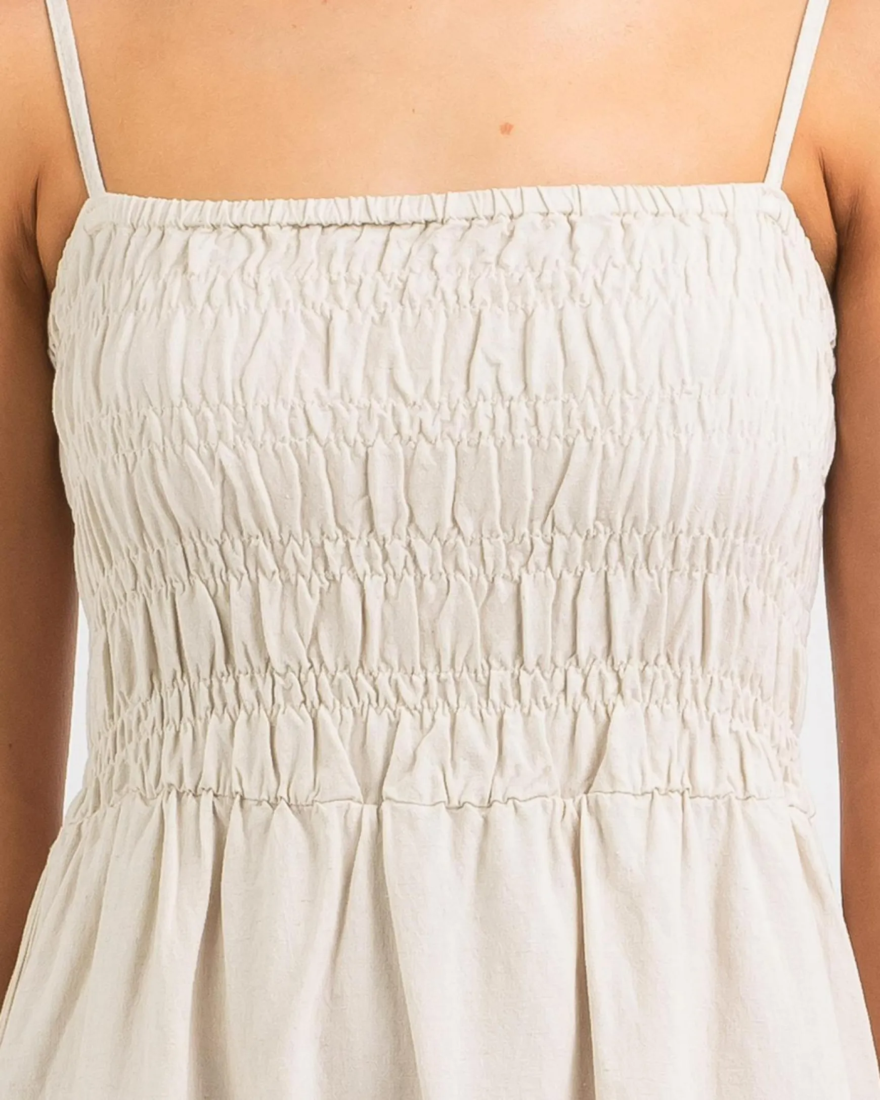 Classic Shirred Midi Dress