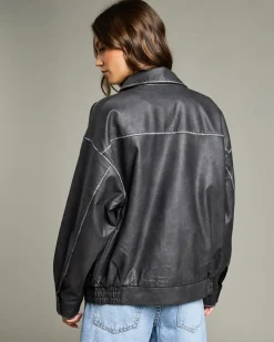 Dakota Faux Leather Bomber Jacket