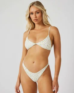 Ditsy Rib Fixed Triangle Bikini Top