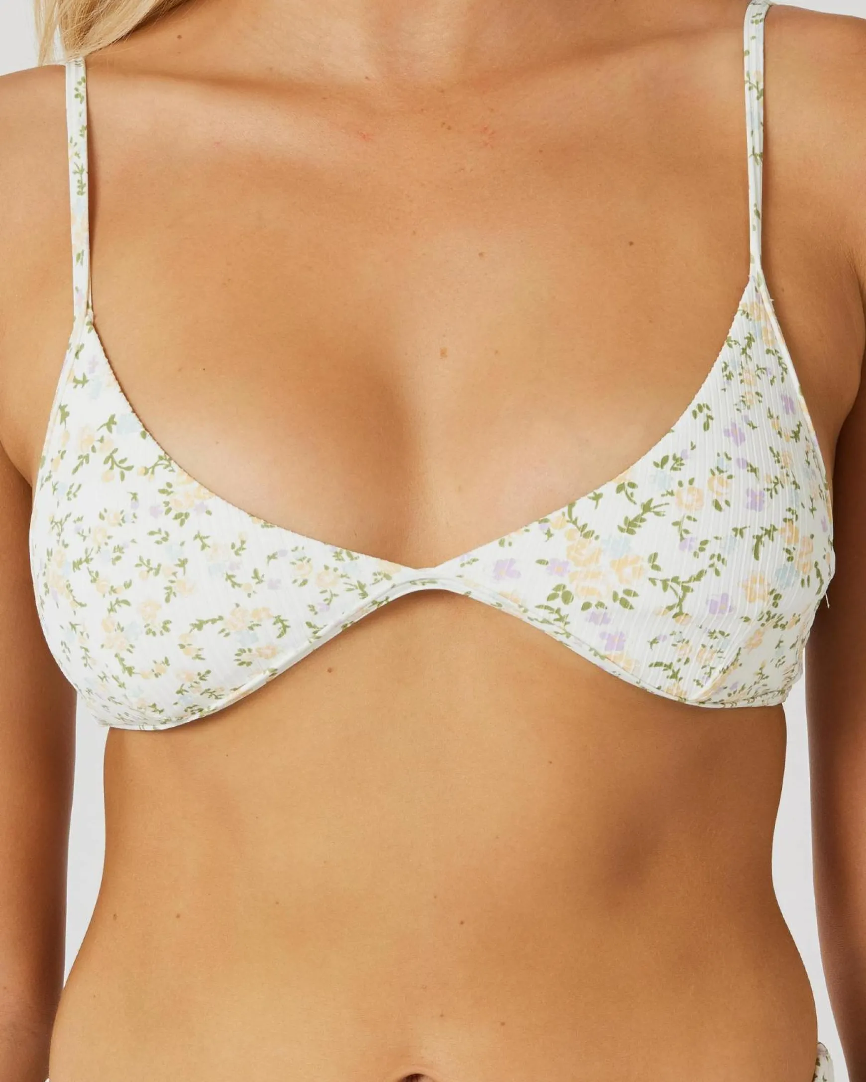 Ditsy Rib Fixed Triangle Bikini Top