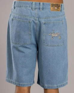 Embroidered Denim Shorts