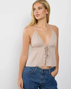 Ezra Double Tie Front Halter Top