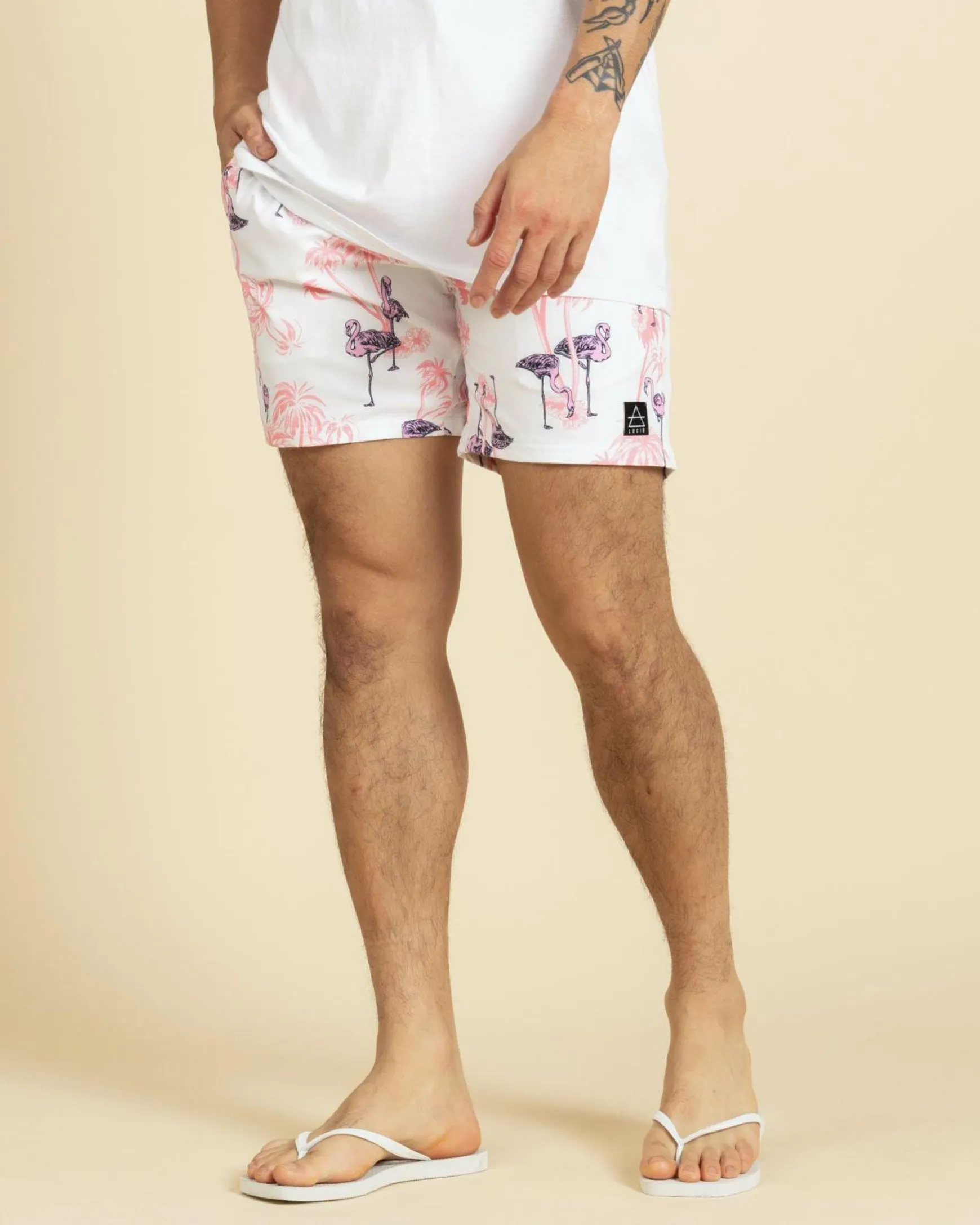 Feather Elastic Waist Shorts