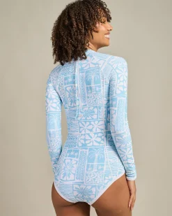 Flowers Wave Long Sleeve Surfsuit