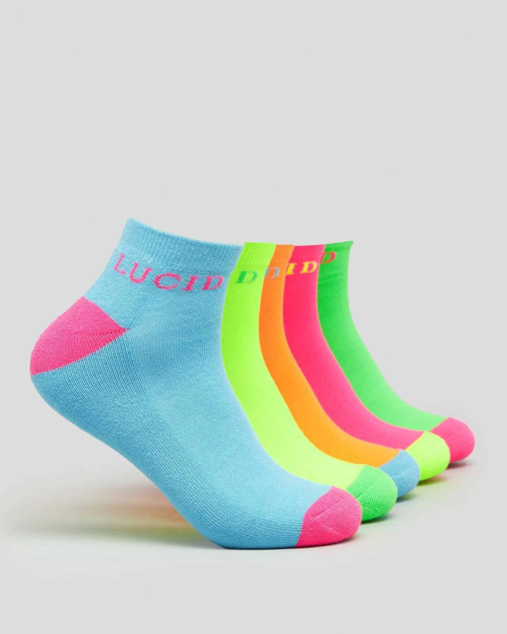 Fluro Ankle Socks 5 Pack