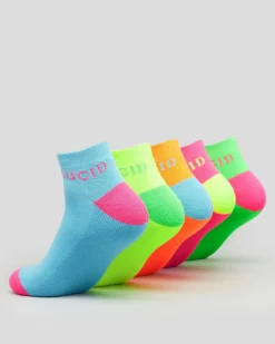 Fluro Ankle Socks 5 Pack