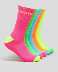 Fluro Crew Socks 5 Pack