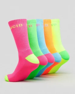 Fluro Crew Socks 5 Pack