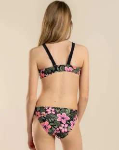 Girls' Active Floral Crop Top Bikini Set