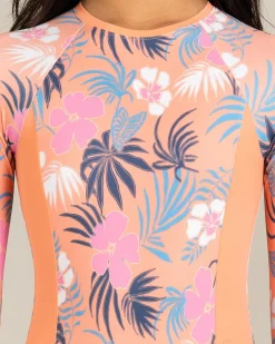 Girls' Active Floral Long Sleeve Surfsuit