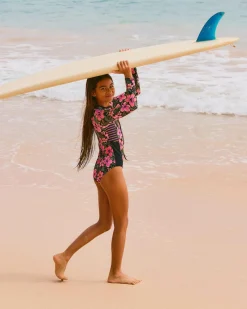 Girls' Active Floral Long Sleeve Surfsuit