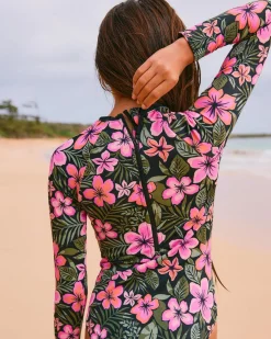 Girls' Active Floral Long Sleeve Surfsuit