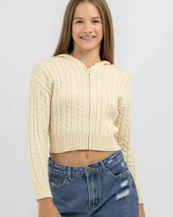 Girls' Bailee Hooded Cable Knit Jumper