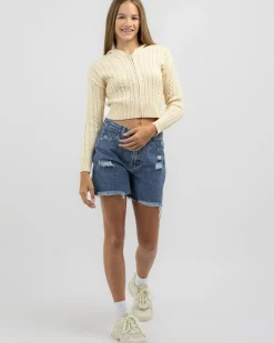 Girls' Bailee Hooded Cable Knit Jumper