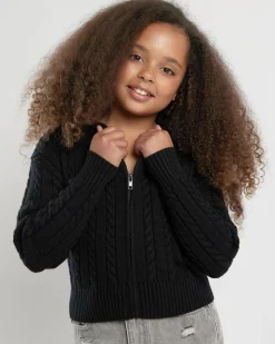 Girls' Bailee Hooded Cable Knit Jumper