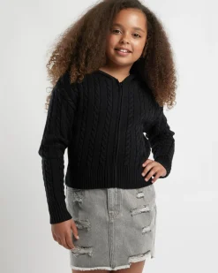 Girls' Bailee Hooded Cable Knit Jumper