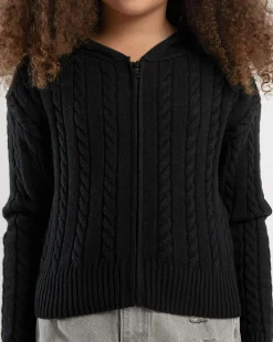 Girls' Bailee Hooded Cable Knit Jumper