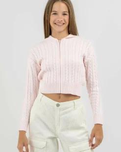 Girls' Bailee Hooded Cable Knit Jumper