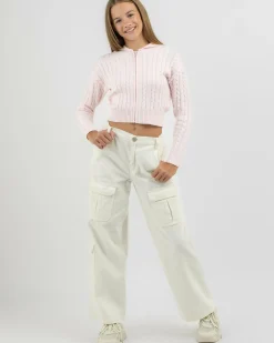 Girls' Bailee Hooded Cable Knit Jumper