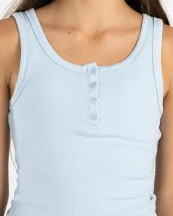 Girls' Basic Fine Rib Henley Tank Top