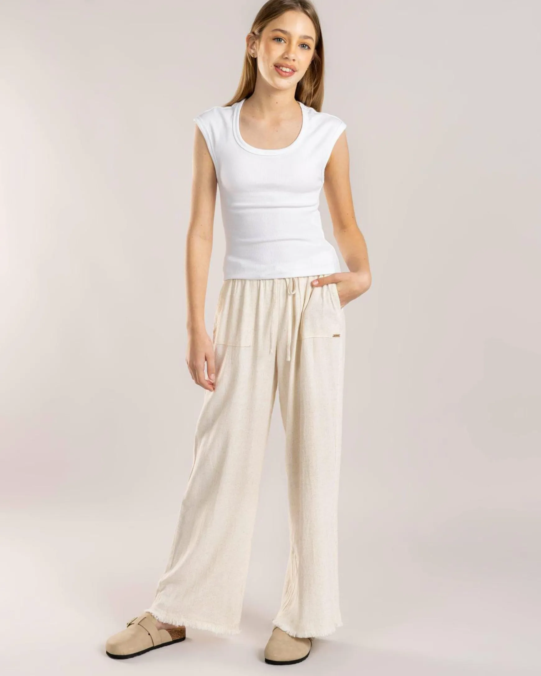 Girls' Basic Rib Scoop Neck Tee