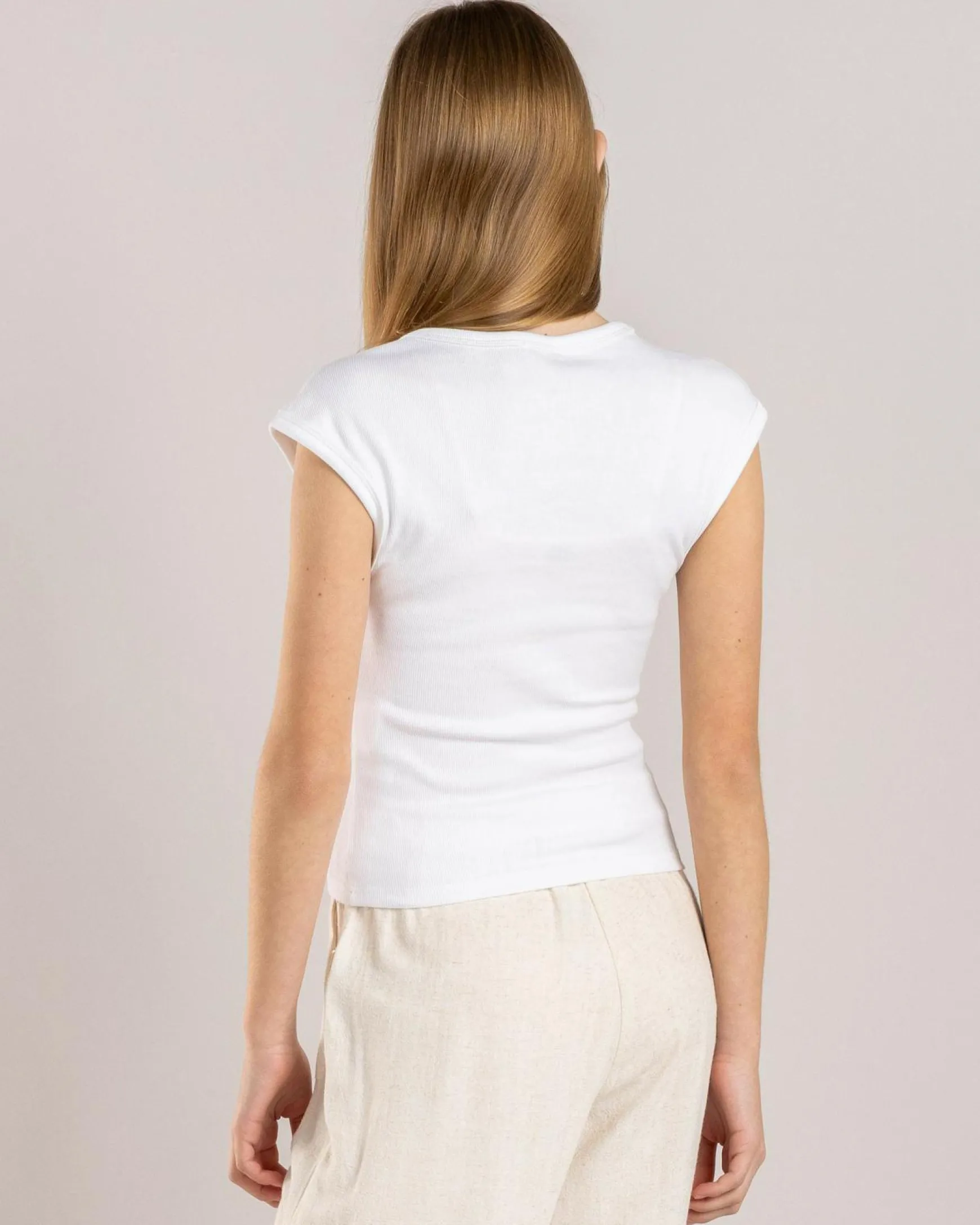 Girls' Basic Rib Scoop Neck Tee