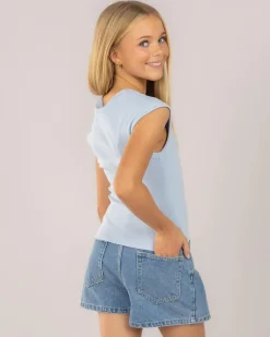 Girls' Basic Rib Scoop Neck Tee