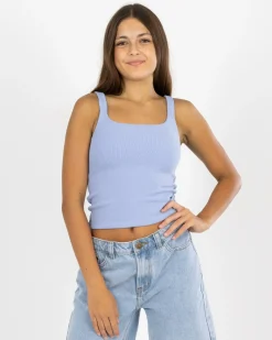 Girls' Basic Square Neck Rib Tank Top