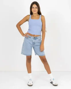 Girls' Basic Square Neck Rib Tank Top