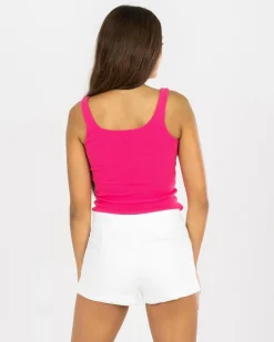 Girls' Basic Square Neck Rib Tank Top