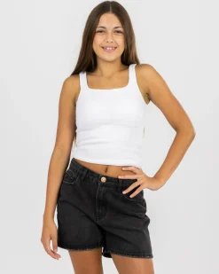 Girls' Basic Square Neck Rib Tank Top
