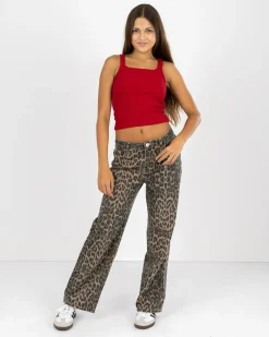 Girls' Basic Square Neck Rib Tank Top