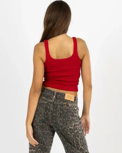 Girls' Basic Square Neck Rib Tank Top